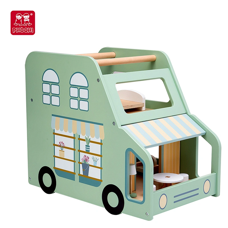 Wooden toys PORTABLE MINI WOODEN DOLLHOUSE