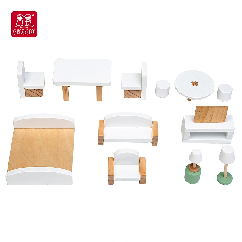 Wooden toys PORTABLE MINI WOODEN DOLLHOUSE