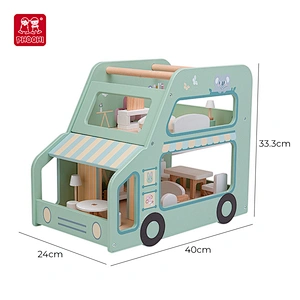 Wooden toys PORTABLE MINI WOODEN DOLLHOUSE