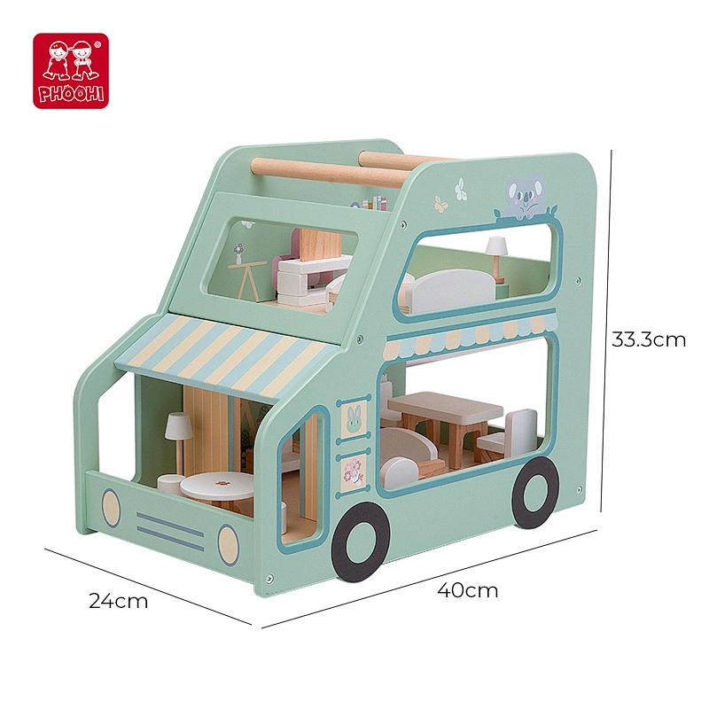 Wooden toys PORTABLE MINI WOODEN DOLLHOUSE